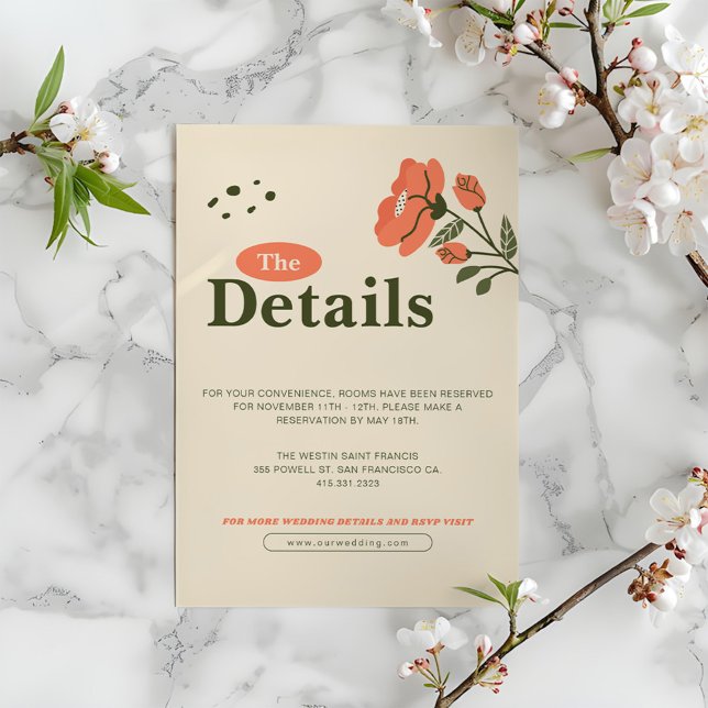 Information om enkel Blommigt Bröllop Tilläggskort (Skapare uppladdad)