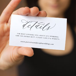 Information om enkel calligraphy bröllop för elega tilläggskort