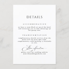 Information om enkel Elegant bröllop i svartvitt Tilläggskort