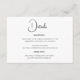 Information om enkel Elegant i svartvitt Bröllop Tilläggskort
