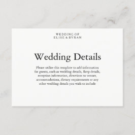 Information om enkel Elegant Modern Script Bröllop Tilläggskort