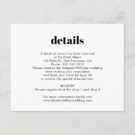 Information om enkel fetstilt serif Bröllop Tilläggskort