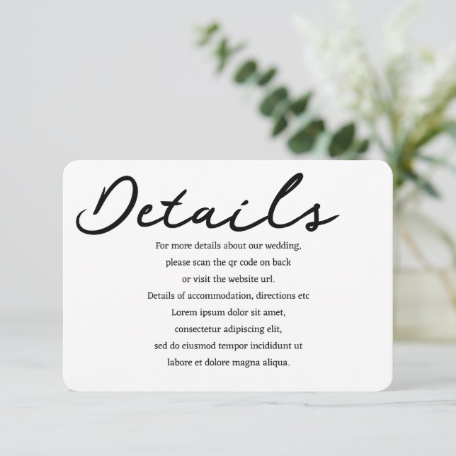 Information om enkel handskriven typografi QR-kod Tilläggskort (Stående Fram)