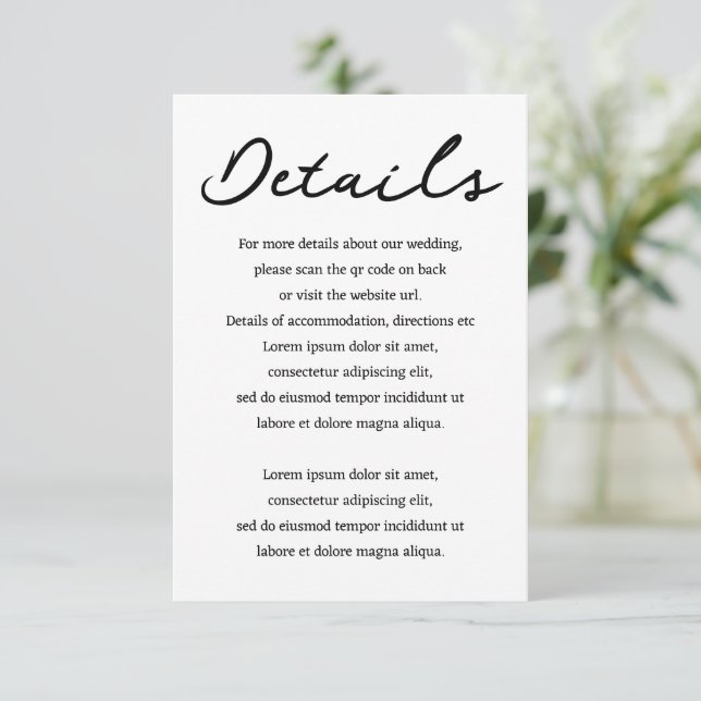 Information om enkel handskriven typografi QR-kod Tilläggskort (Stående Fram)