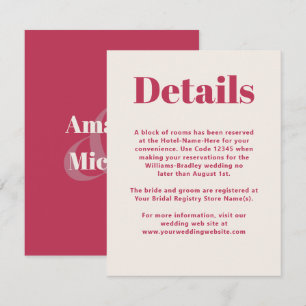 Information om enkel Magenta Modern Minimalist Brö Tilläggskort