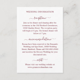 Information om enkel modern kalligrafi Burgundy Br Tilläggskort