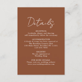 Information om enkel Modern Plain Terracotta Bröll Tilläggskort