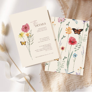 Information om enkel Rosa Gult Wildblomma Bröllop Tilläggskort