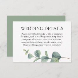Information om Eucalyptus Greenery Bröllop Tilläggskort