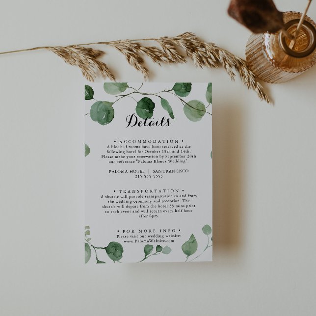 Information om Eucalyptus Modern Calligraphy Bröll Tilläggskort (Skapare uppladdad)
