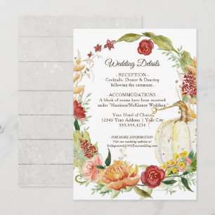 Information om Fall Blommigt Burgundy White Pumpki Inbjudningar