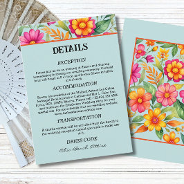 Information om färgade blommor Fiesta Mexican Bröl Tilläggskort