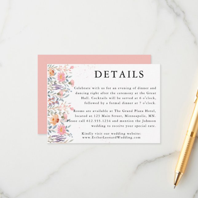 Information om färgämnet Vår Wildblomma Bröllop Tilläggskort (Fram/Back In Situ)