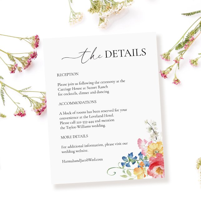 Information om färgämnet Wildblomma Bröllop Tilläggskort (Skapare uppladdad)