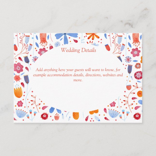 Information om färgen Flower Mewatercolor Bröllop Tilläggskort (Framsida)