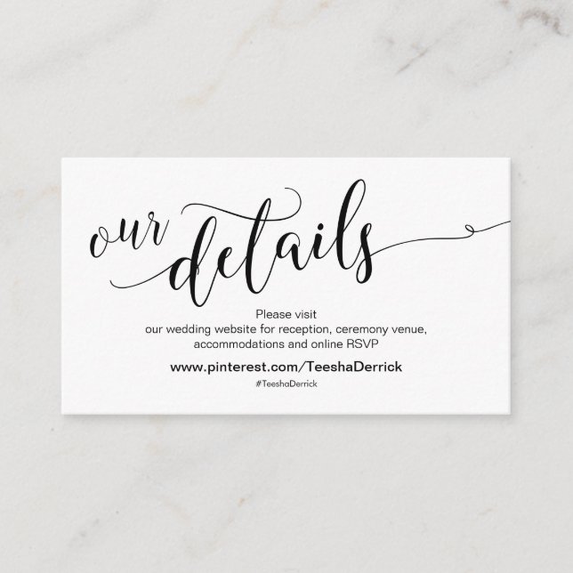 Information om Firande på den vackra Bröllop webbp Tilläggskort (Framsida)