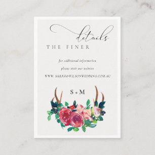 Information om Flora Stag Antler Monogram Bröllop Tilläggskort