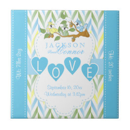 Information om födseln - Pastel Blue Baby-ekorrar Kakelplatta