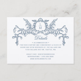 Information om fransk Blue Ornate Baroque Bröllop Tilläggskort