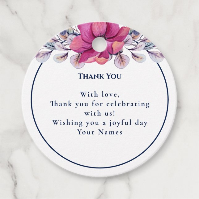 Information om Fuchsia Rosa Navy-hölje QR Code OSA Gåvor Etiketter (Framsida)