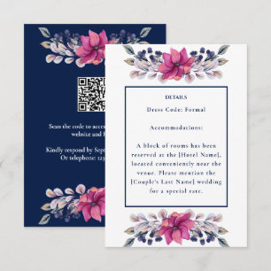 Information om Fuchsia Rosa Navy-hölje QR Code OSA Kort