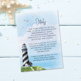 Information om fyr Nautical Watercolor Bröllop Tilläggskort