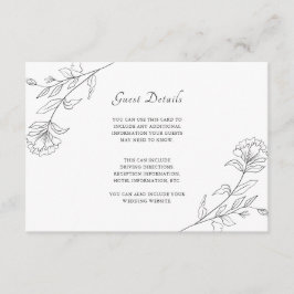 Information om gäst för svartvitt och vit Blommigt Tilläggskort