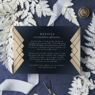 Information om Geometric Mörk Navy Guld Bröllop OSA Kort