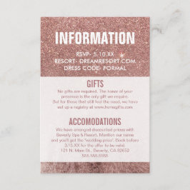 Information om Girly Modern Ro Guld Glitter Bröllo Tilläggskort