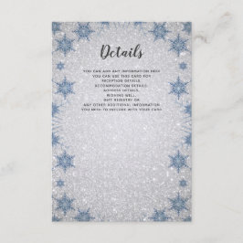 Information om Glitter Blue Snowflake vinterbröllo Tilläggskort