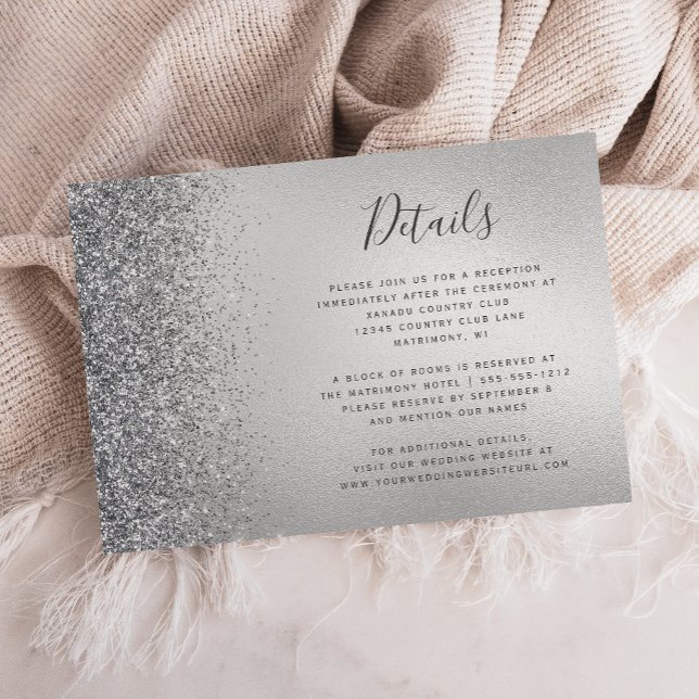 Information om glitter Kant Silver Bröllop Tilläggskort (Skapare uppladdad)