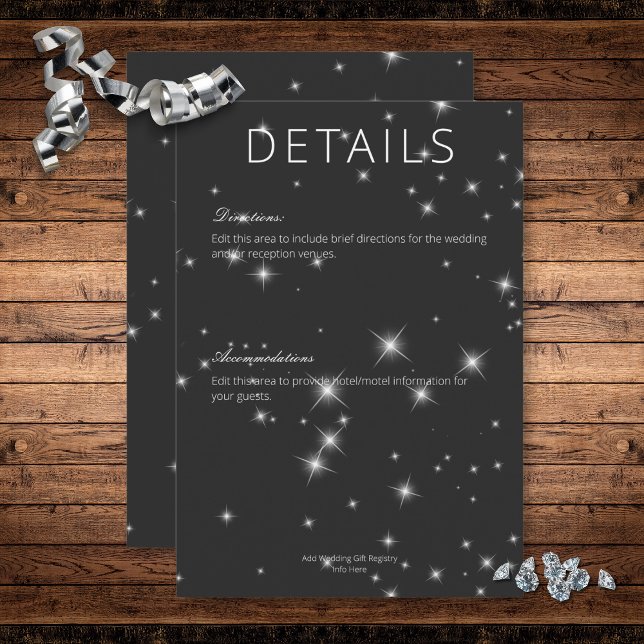Information om Gnistran Modern Charcol Black Winte Tilläggskort (Modern Charcoal Black Winter Sparkle Details Enclosure Card)