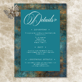 Information om Gothic Antique Teal Guld Damask Wed Tilläggskort