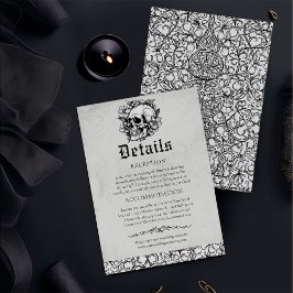 Information om Gothic Blommigt Skull Black Bröllop Tilläggskort