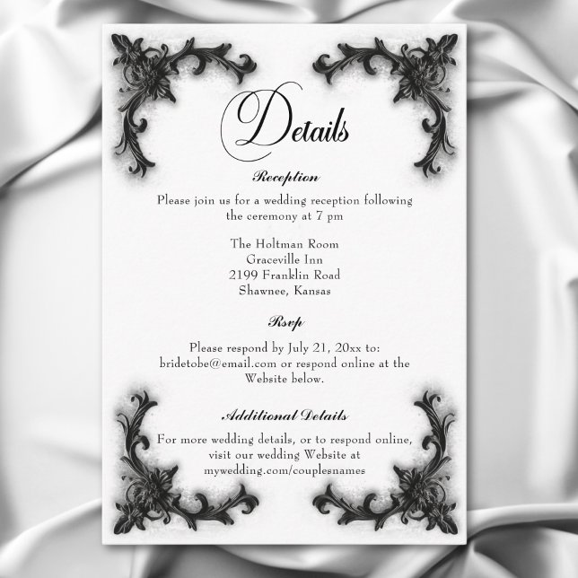 Information om gotin Black & White Filigree Heart Tilläggskort (Gothic Black & White Filigree Heart Details Enclosure Card)