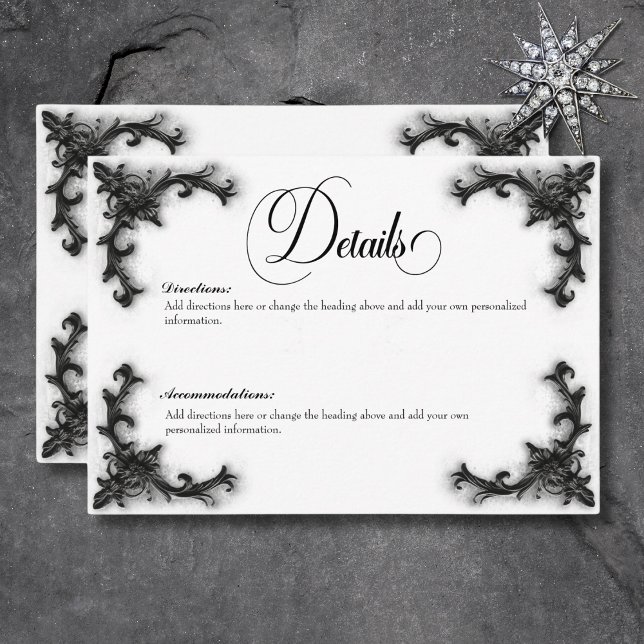 Information om gotin Black & White Filigree Heart Tilläggskort (Gothic Black & White Filigree Heart Details Enclosure Card)