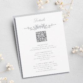 Information om grått Elegant Blommigt QR-kod Bröll Tilläggskort