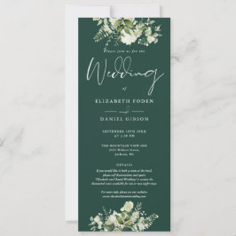 Information om Greenery Blommigt Monogram Emerald  Inbjudningar