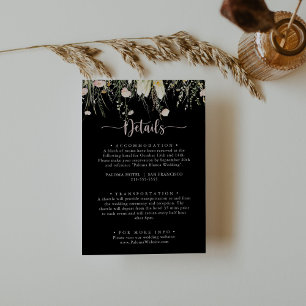 Information om Greenery Boho WildblommBlack Bröllo Tilläggskort