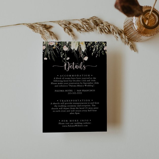 Information om Greenery Boho WildblommBlack Bröllo Tilläggskort (Skapare uppladdad)