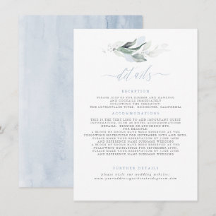 Information om Greenery Elegant Dusty Blue Bröllop Tilläggskort