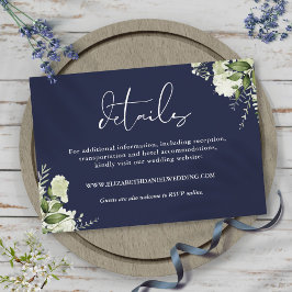 Information om Greenery Elegant Navy Blue Bröllop Tilläggskort