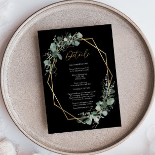 Information om Greenery Guld Simple Black Bröllop Tilläggskort