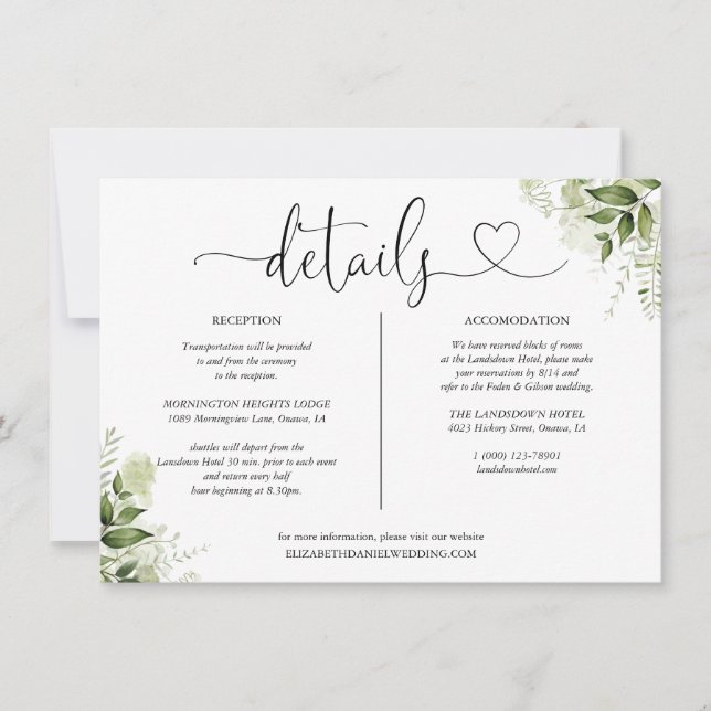 Information om Greenery Heart-skript Inbjudningar (Framsida)