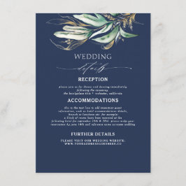Information om Greenery och Guld Navy Blue Bröllop Tilläggskort