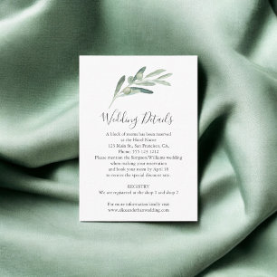 Information om Greenery Olive Bröllop Tilläggskort