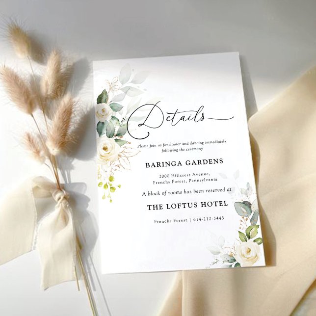 Information om Greenery Vit ros Bröllop Tilläggskort (Skapare uppladdad)