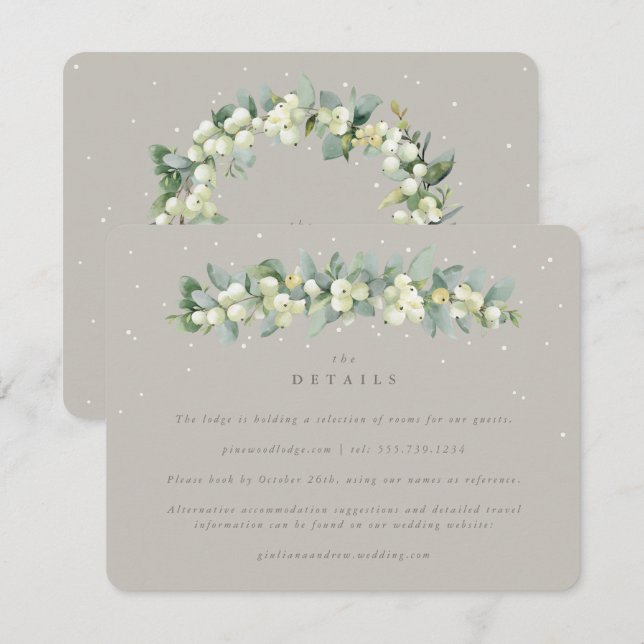 Information om Greige Snowberry+Eucalyptus Winter  Tilläggskort (Fram/baksida)
