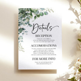 Information om grönt Eucalyptus Modern Bröllop Tilläggskort