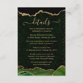 Information om grönt och Guld Agate Bröllop Tilläggskort
